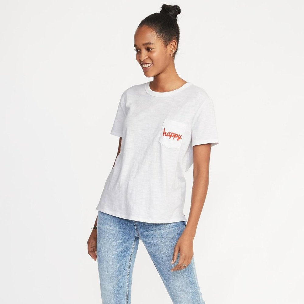 Old Navy Happy Graphic Boyfriend Tee sz XS